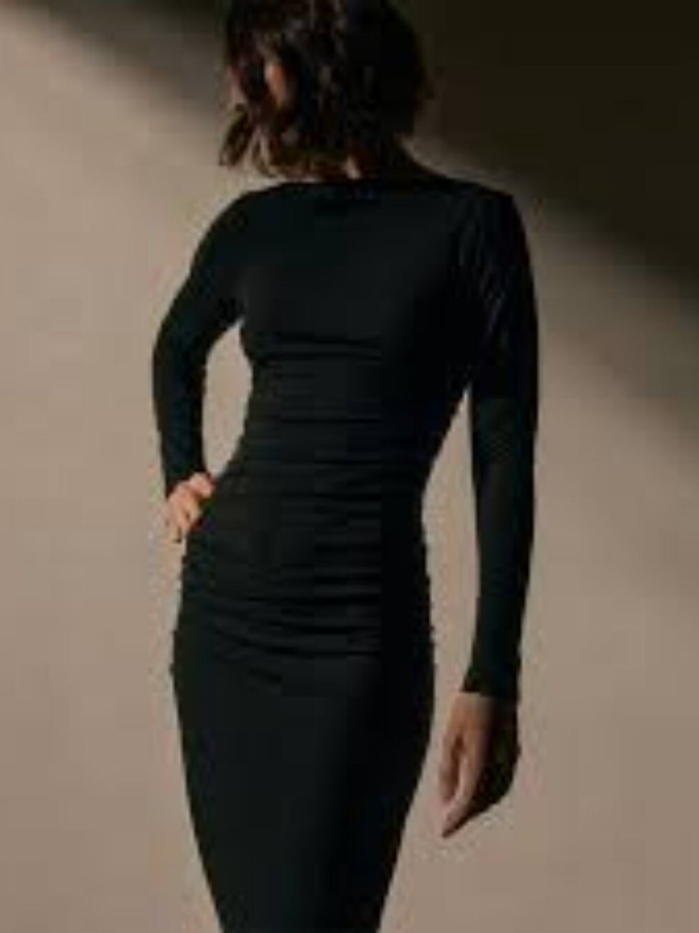 James Perse Standard Black Ruched Long-Sleeve Dress - Size 1